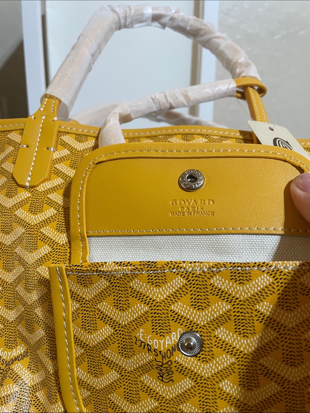 Goyard Anjou Yellow Chevron Mini Tote Bag with Top Handles - Picture 6 of 6